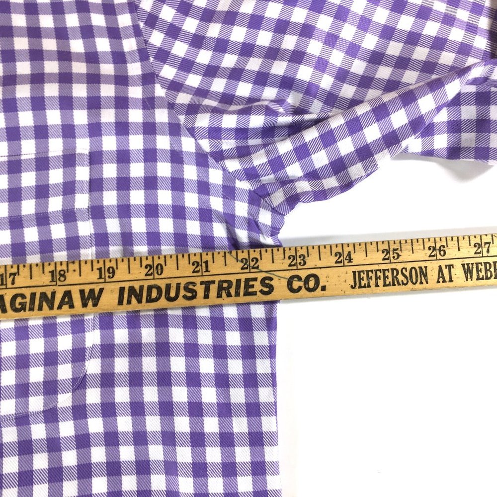 Peter Millar Button Front Shirt Mens Size M Medium Purple White Long Sleeve - Picture 7 of 7